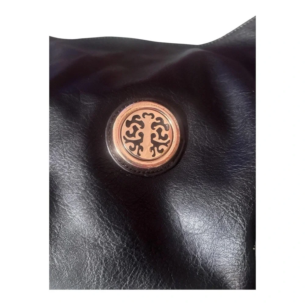 Dasein Vegan Black Leather Hobo Bag  Gold Tree Of Life Emblem Y2K Chic
